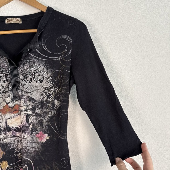 Blue Canyon Embellished Tee Womens Small Dark Fairy Whimsigoth Feminine Paris - Picture 2 of 8